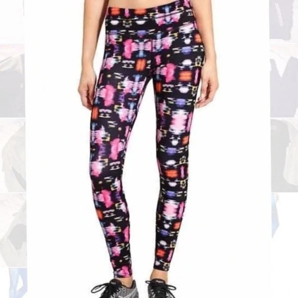 Athleta Freedom Sonar Multicolor S Abstract Leggings Black Pockets Running